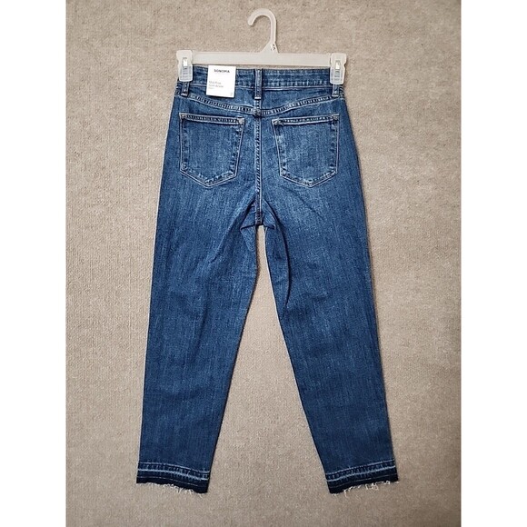 Sonoma Mid Rise Slim Ankle Jeans Womens 2 Blue Medium Wash Raw Hem Stretch NEW - Picture 4 of 9